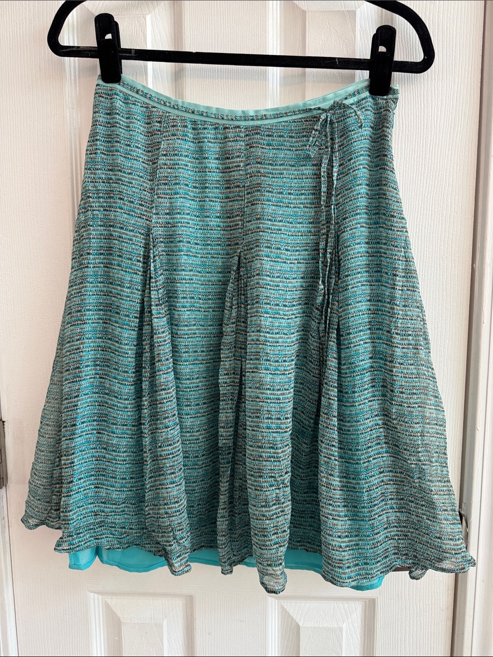 Vintage Y2K 100% Silk Layered Skirt Turquoise Size 6P